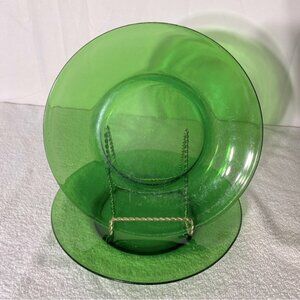 Vintage Duralex France Emerald Green Glass Dinner Plates X2